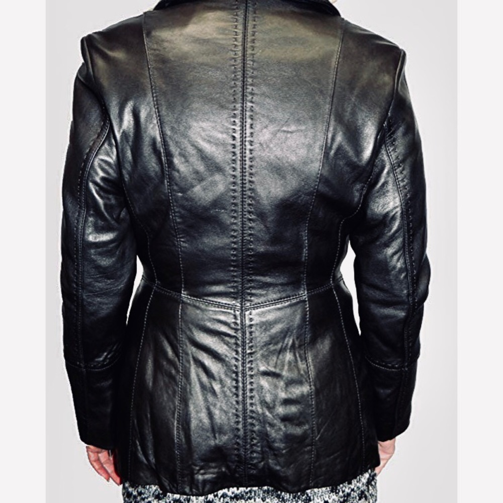 Jones NY scuba Stitched Design Leather Jacket - Picture 6 of 6